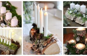 Verwandeln Sie einen Holzscheit und Kerzen in eine schöne Adventsdekoration