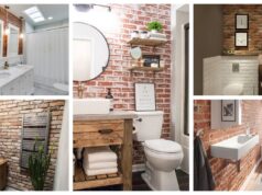 Inspiration für Backsteinfliesen im Badezimmer – Einfach eine Wand verfliesen