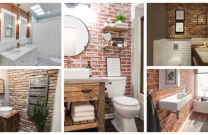 Inspiration für Backsteinfliesen im Badezimmer – Einfach eine Wand verfliesen