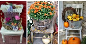 Verwandeln Sie einen alten Stuhl in eine schöne Herbstdekoration – 20+ Inspirationen