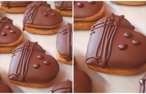 Lebkuchen mit Schokoladenglasur, gefüllt mit Marmelade