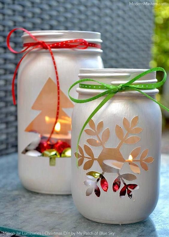 Vyrobte si krásný zimní svícen ze zavařovací sklenice – 20+ nápadů