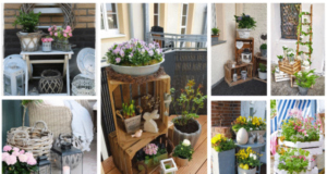 Inspirationen für Balkon- oder Terrassendekoration im Frühling: schöne Dekorationen schaffen