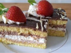 Luftige Schnitten zum Kaffee: Luxuriöse Verbindung von Mascarpone und Pariser Schlagsahne Luxuriöse Biskuitschnitten mit Mascarpone und Pariser Schlagsahne: Dessert zum Kaffee wie aus der Konditorei