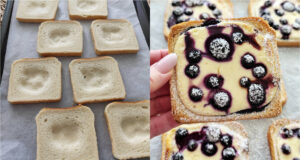 Blitzschnelle Cheesecake-Toasties mit Heidelbeeren aus Heißluftfritteuse oder Ofen Blitzschnelle Cheesecake-Toasties mit Heidelbeeren aus der Heißluftfritteuse oder dem Ofen