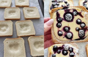 Blitzschnelle Cheesecake-Toasties mit Heidelbeeren aus Heißluftfritteuse oder Ofen Blitzschnelle Cheesecake-Toasties mit Heidelbeeren aus der Heißluftfritteuse oder dem Ofen