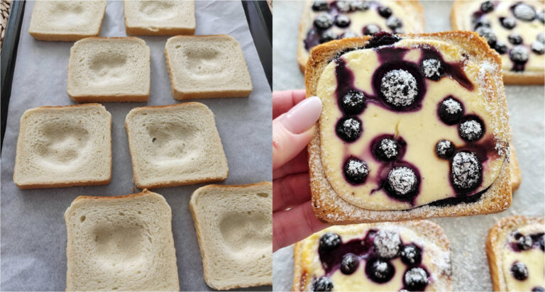 Blitzschnelle Cheesecake-Toasties mit Heidelbeeren aus Heißluftfritteuse oder Ofen