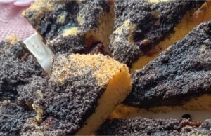 Löffel-Blitzkuchen mit Obst und Mohn: Flaumiges, moosiges Dessert ohne Wiegen Löffel-Blitzkuchen mit Obst und Mohn – moosig-lockerer Kuchen ohne Wiegen