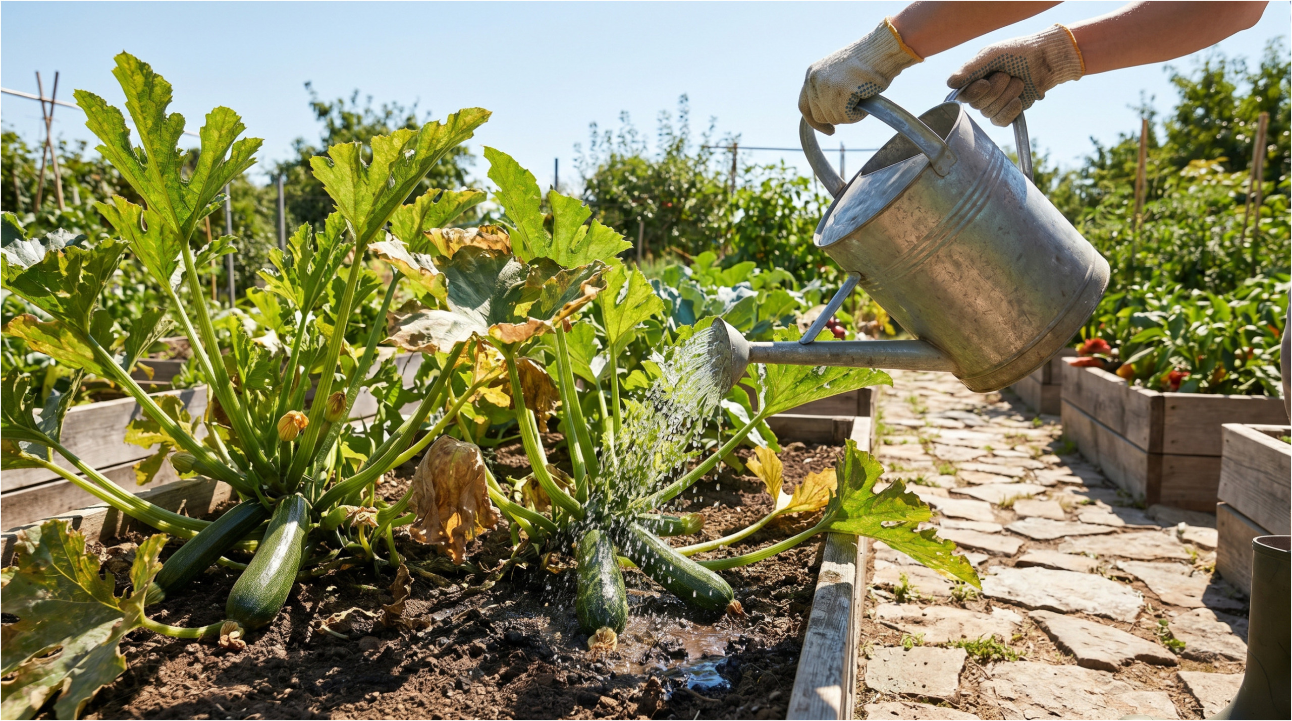 Richtiges Gießen von Zucchini.