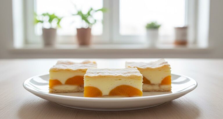 Zarter Obstgenuss: Schnelles Pudding-Dessert aus Blätterteig mit Aprikosen, Biskuits und Vanillecreme