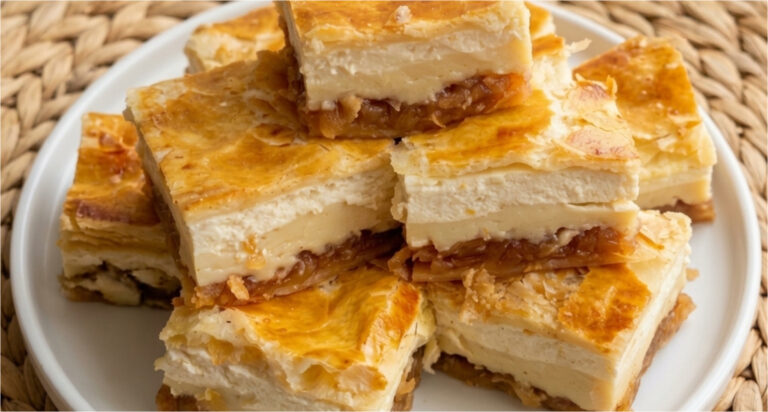 Apfelkuchen aus Blätterteig mit Quark und Pudding: Schneller Kuchen ohne aufwendigen Teig