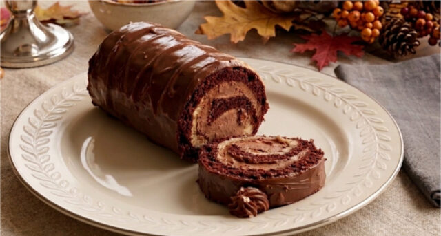 betrunkener-isidor-biskuitrolle-nuesse-rum-schokoladencreme Biskuitrolle Betrunkener Isidor mit Nüssen, Rum und Schokoladencreme