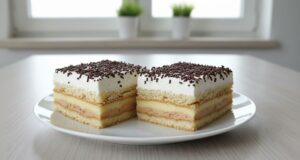 Buntes Vergnügen ohne Backofen: Ungebackene Bingo-Schnitten mit Bananen-, Karamell- und Vanillepudding Bingo-Schnitten aus Keksen: Dreifarbiges Puddingdessert ohne Backen