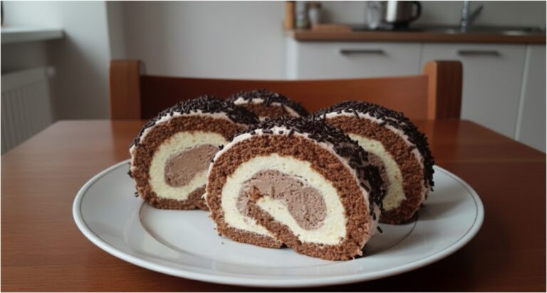 Klassische zweifarbige Biskuitrolle: Rezept für ein Retro-Dessert