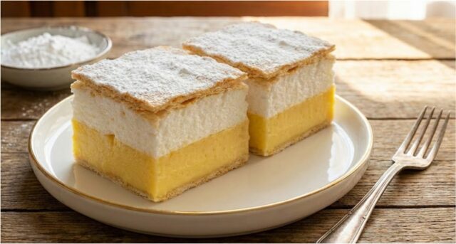 cremeschnitte-3-1 Französische Cremeschnitte aus Blätterteig mit hoher Cremeschicht