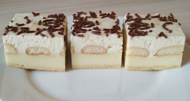 dessert Joghurt-Cremeschnitten aus Blätterteig: leichtes Dessert mit Vanillecreme