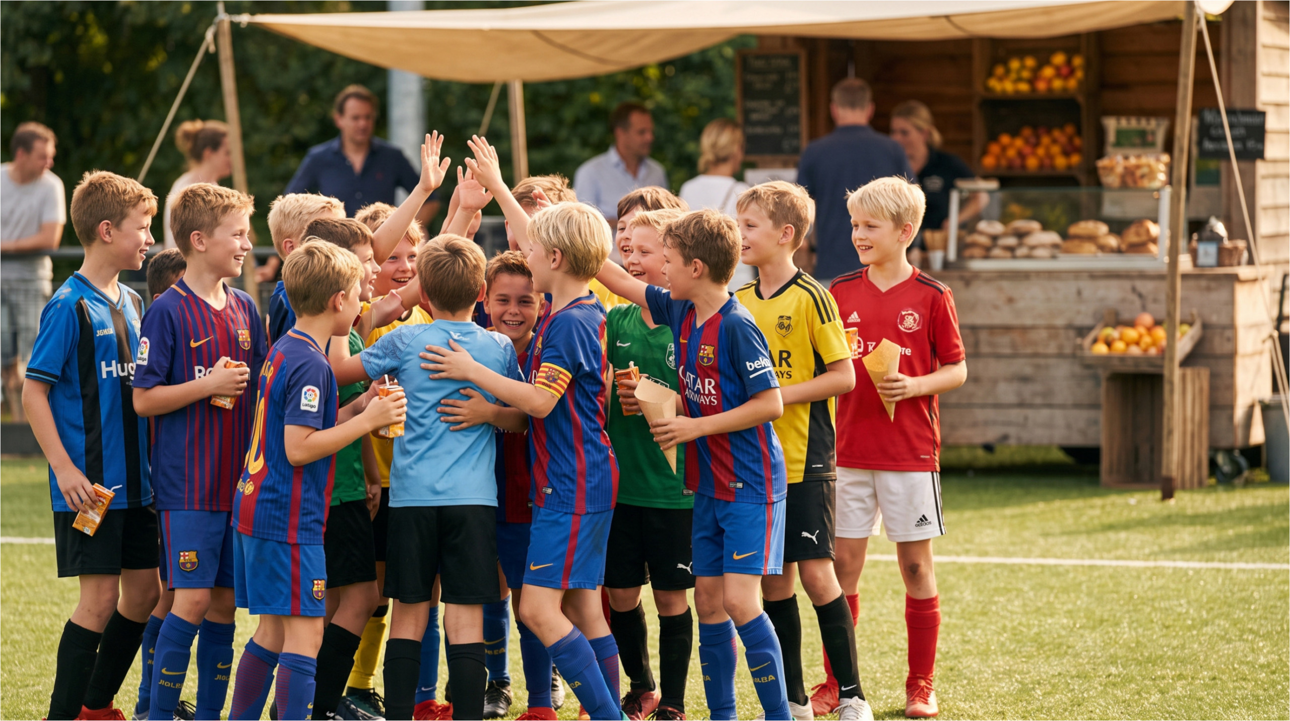Freude der Kinder nach dem Spiel.