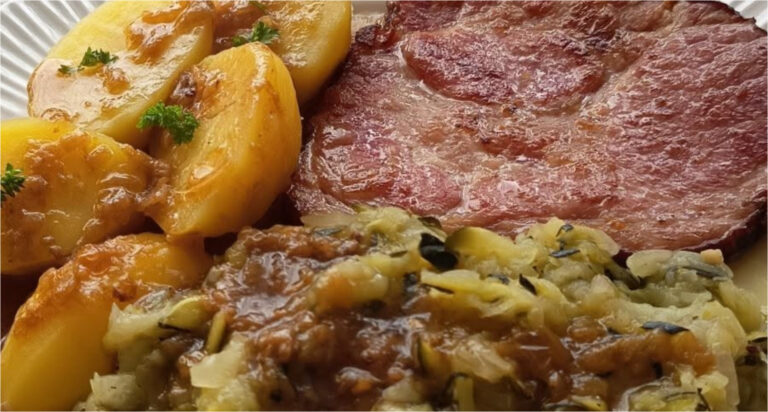 Gebackener geräucherter Nackenbraten mit Zucchini-Kraut: Ein ehrliches Sonntagsessen