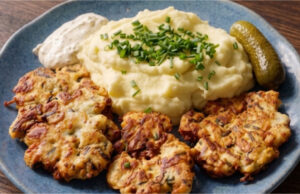 Hähnchen-Frikadellen mit Sauerrahm: Saftiges Mittagessen aus wenigen einfachen Zutaten Hähnchen-Frikadellen mit Sauerrahm – saftiges Mittagessen aus wenigen Zutaten