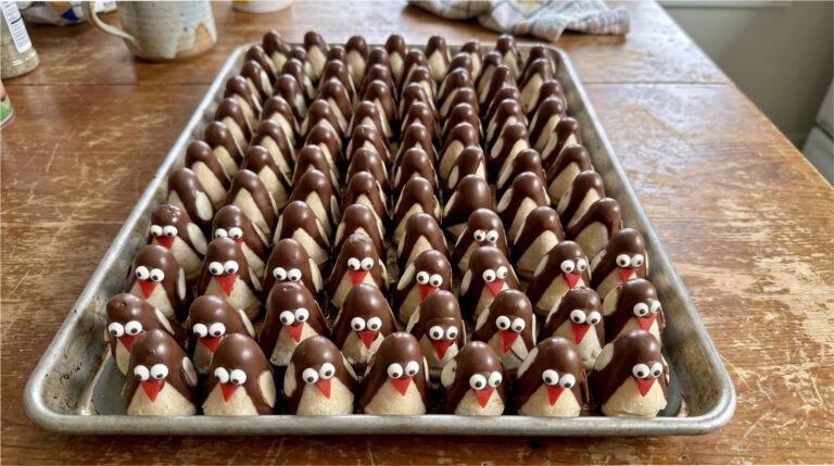 Kokospinguine: Verspieltes, ungebackenes Weihnachtsgebäck aus Bienenstockförmchen