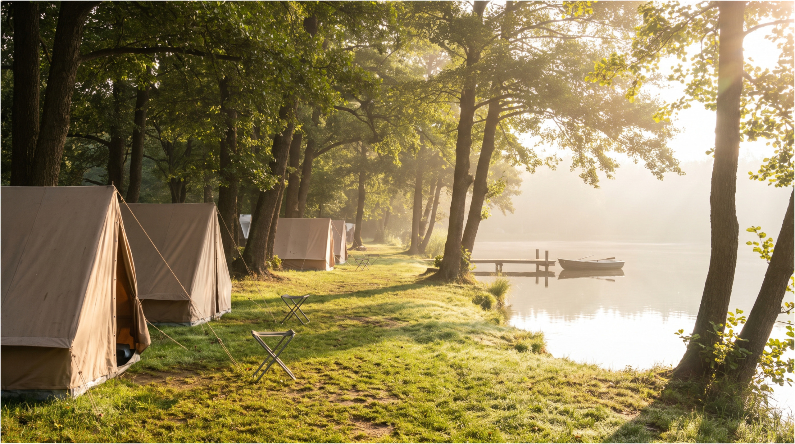 Morgen nach einer lauten Nacht, der ruhige Campingplatz erwacht.