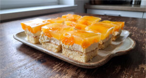 Naschkatzen-Schnitten mit Mandarinen: Frischer, saftiger Dessert mit Sahnecreme und duftendem Gelee Naschkatzen-Schnitten mit Mandarinen aufgeschnitten