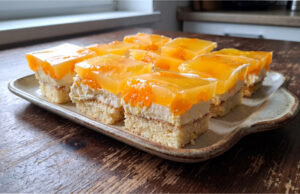 Naschkatzen-Schnitten mit Mandarinen: Frischer, saftiger Dessert mit Sahnecreme und duftendem Gelee Naschkatzen-Schnitten mit Mandarinen aufgeschnitten