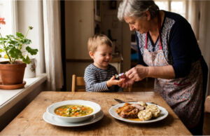Oma gibt den Kindern heimlich Süßigkeiten – als ich sie darauf ansprach, spielte sie das Opfer Oma gibt dem Kind heimlich eine Süßigkeit.