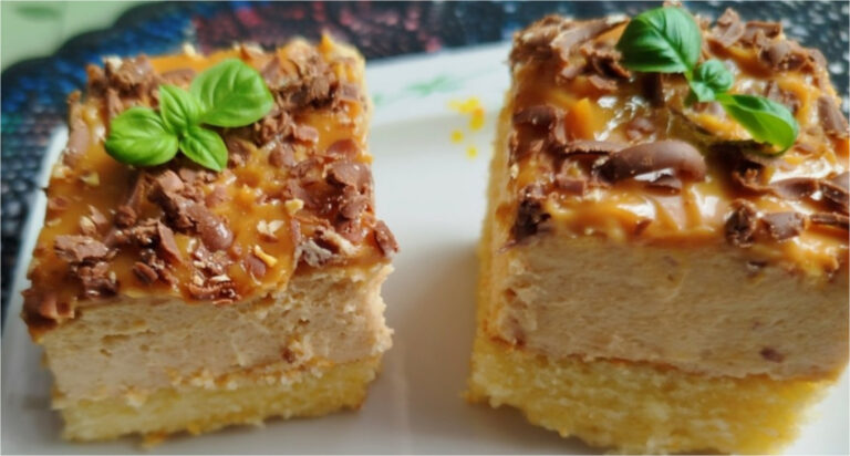 Pudding-Dessert mit Karamellglasur: Saftiger Boden und zarte Buttercreme