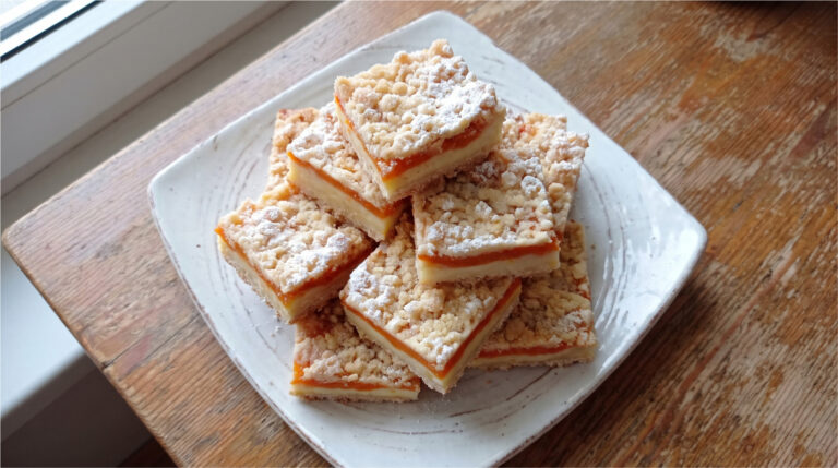 Streuselkuchen mit Vanillepudding und Aprikosen: Saftiges Dessert mit knuspriger Schicht