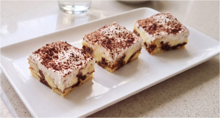Kuchen mit Vanillepudding: Saftiger zweifarbiger Teig mit Schmand