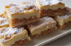 Cremiger Apfelkuchen aus Blätterteig: Saftige Schnitten mit Pudding ohne langwierige Zubereitung Cremiger Apfelkuchen aus Blätterteig – saftige Schnitten mit Pudding