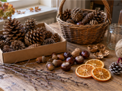 Für Weihnachten vorsorgen: Was Sie jetzt schon sammeln und für schöne selbstgemachte Dekorationen aufbewahren sollten Materialien für selbstgemachte Weihnachtsdeko – Zapfen, Zweige und Nüsse