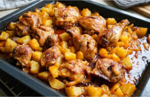 Hähnchenschenkel mit Kartoffeln aus einer Auflaufform: Saftiges Abendessen ohne viel Aufwand Hähnchenschenkel mit Kartoffeln aus einer Auflaufform