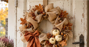 Ein Stück Jute und ein paar Naturmaterialien: 20 herbstliche Kränze, die Ihre Tür verschönern Herbstkranz mit kleinen Kürbissen und Jute