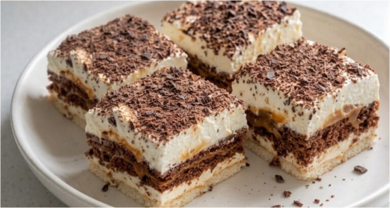 Karamellkuchen mit Keksen: Einfacher, ungebackener Nachtisch mit luftigem Mascarpone-Creme