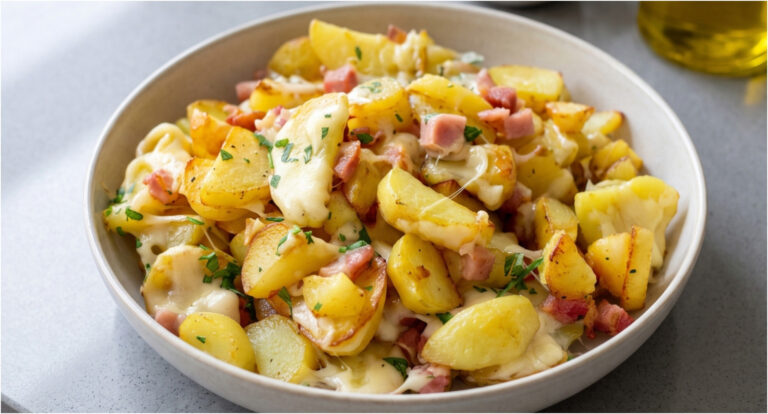 Kartoffelpfanne mit Speck und Käse: Schnelles Abendessen aus einer Pfanne