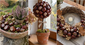 Haben Sie Kastanien gesammelt? 20 Ideen für herbstliche Dekorationen, die Tisch, Fensterbank und Tür verschönern Kastanien-Girlande als herbstliche Tischdekoration