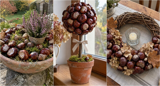 kastanien-girlande-herbstdeko-tisch-981 Kastanien-Girlande als herbstliche Tischdekoration