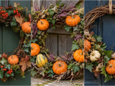 Kürbisse gehören nicht nur aufs Fensterbrett: 20 wunderschöne herbstliche Kränze, die Sie selbst basteln möchten Herbstkranz mit kleinen Kürbissen und Naturmaterialien