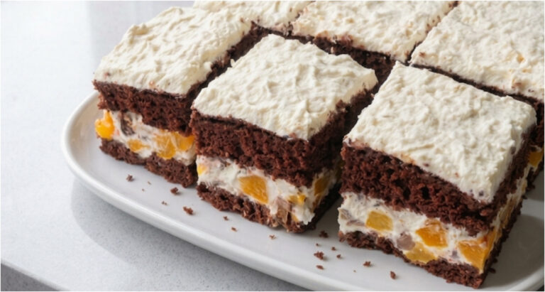 Pfirsich-Schokoladen-Torte: Luftiger Kakaobiskuit mit zarter Mascarpone-Creme