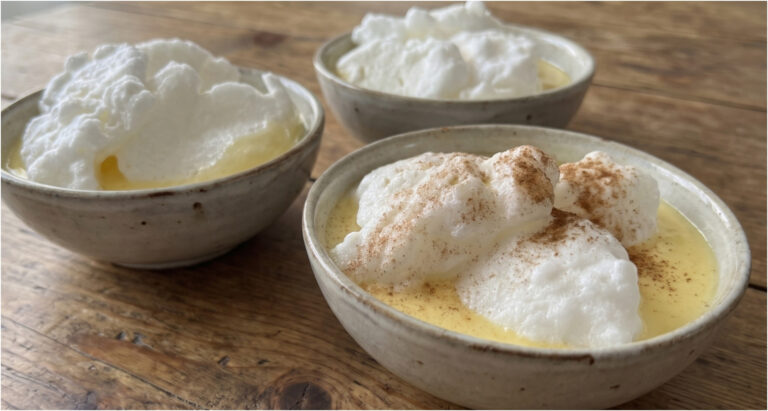 Vogelmilch: Luftige Schneeinseln mit zartem Vanillecreme