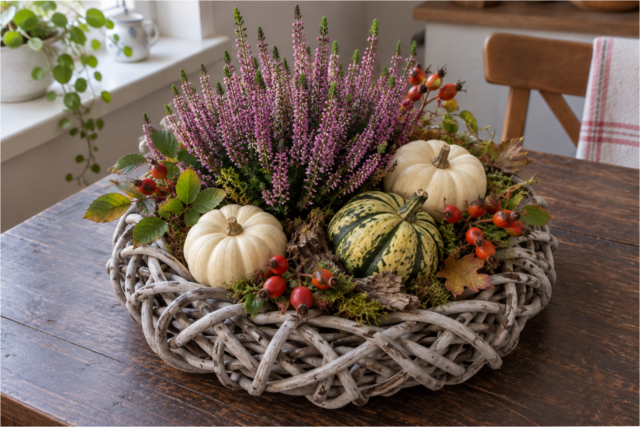 weidenkranz-herbstdeko-410 Weidenkranz als herbstliche Tischdekoration mit Kürbissen und Naturmaterialien