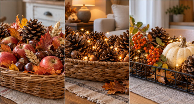zapfen-und-lichter-verwandeln-einfachen-tisch-20-herbstliche-dekoideen-972 Herbstliche Tischdeko mit Zapfen und Lichtern