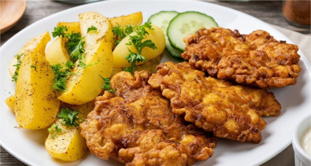 zigeuner-haehnchentaler-ohne-panade-saftiges-haehnchenrezept-mit-zwiebeln-curry-940 Saftige Zigeuner-Hähnchentaler ohne Panade mit Zwiebeln, Curry und neuen Kartoffeln